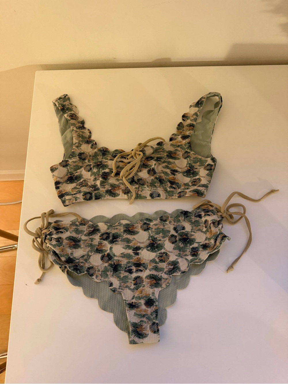 Marysia Swim Sage Green Floral Scalloped Bikini